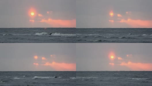 拉脱维亚里加湾海岸上缤纷的冬日日落。高清在线视频素材下载