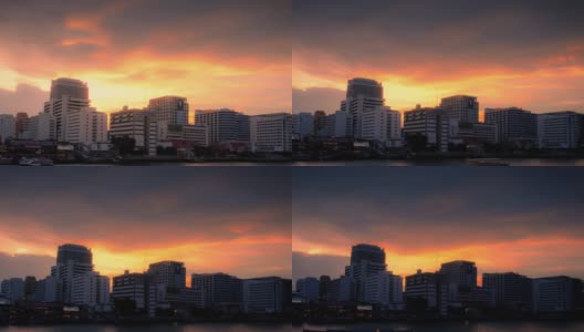 4K，延时观看曼谷市中心的日落。高清在线视频素材下载