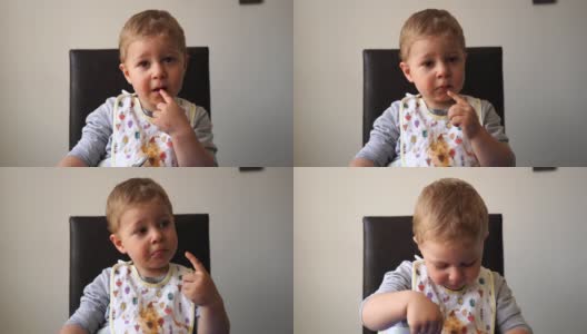 脏宝宝喜欢用手拿东西吃高清在线视频素材下载