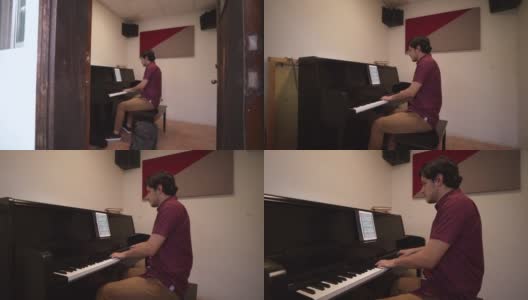 放大音乐学生弹钢琴的画面高清在线视频素材下载