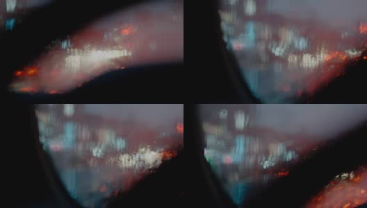 交通灯散景，夜城雨高清在线视频素材下载