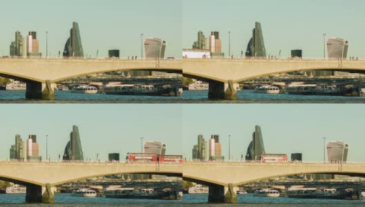 白天的滑铁卢桥，背景是伦敦城高清在线视频素材下载