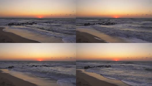 美丽的日落在黑海与岩石的水高清在线视频素材下载