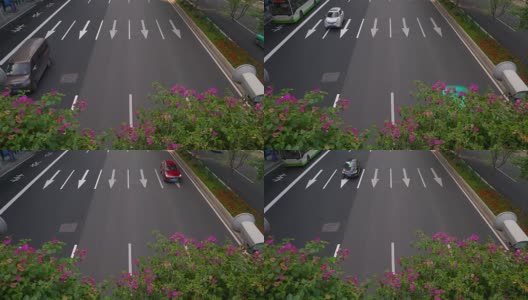日落时分广州市交通道路行人花桥全景4k高清在线视频素材下载