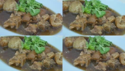 红烧猪腿，中国菜高清在线视频素材下载