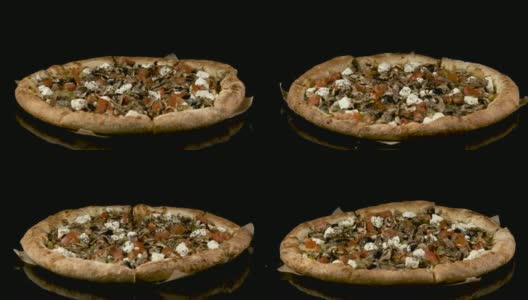旋转美味可口的披萨高清在线视频素材下载