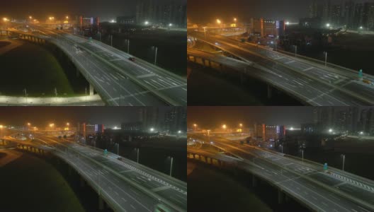 夜光珠海市景交通街道路口航拍全景4k中国高清在线视频素材下载
