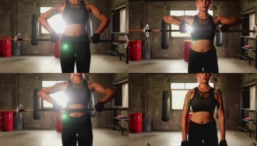 运动女性在健身房锻炼肌肉高清在线视频素材下载