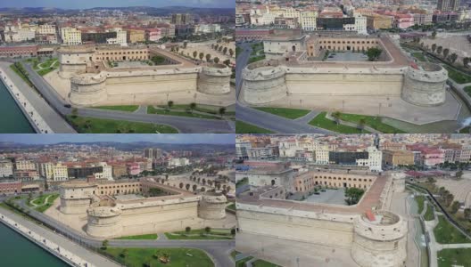 意大利奇维塔韦基亚的米开朗基罗城堡高清在线视频素材下载