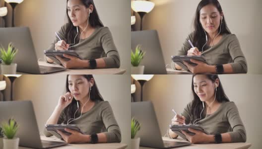 日本妇女使用手写笔高清在线视频素材下载