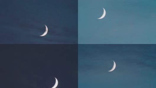 地平线上有一轮明月。月光和快速移动的云。高清在线视频素材下载