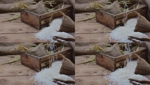 谷物下降。有机gereal大米。秋收丰饶的季节高清在线视频素材下载