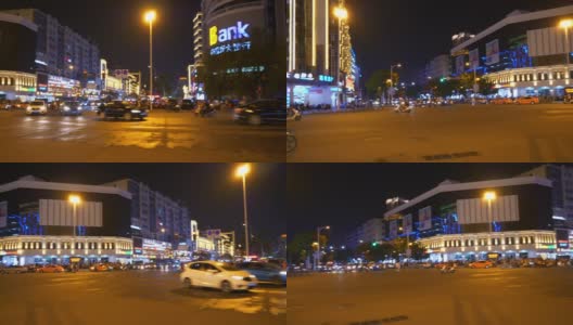 夜晚时间照亮三亚市交通街道全景4k中国海南高清在线视频素材下载