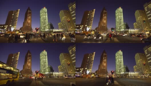 日落时的柏林波茨坦广场高清在线视频素材下载