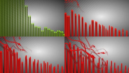 随着经济衰退或金融危机的出现，图表上的红色图表向下移动高清在线视频素材下载
