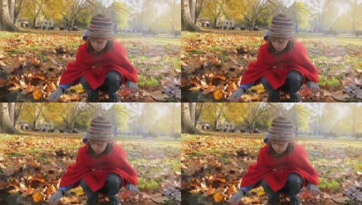 快乐的小女孩在公园里玩。她年轻时的快乐回忆高清在线视频素材下载
