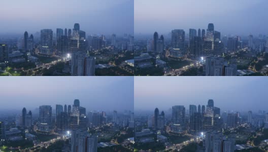 拂晓时分雅加达的摩天大楼景观高清在线视频素材下载