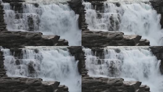 阿萨巴斯卡瀑布，全高清视频，贾斯珀，阿尔伯塔，加拿大，北美高清在线视频素材下载
