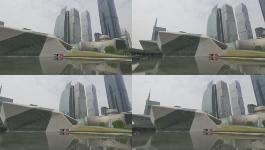 广州江畔的天际线和现代化的写字楼高清在线视频素材下载