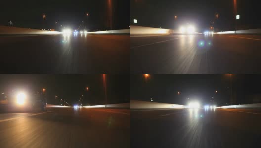 夜间高速公路，后视镜高清在线视频素材下载