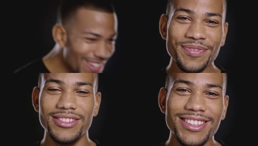 一个笑着的非裔美国男性的肖像高清在线视频素材下载