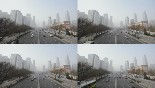 雾霾中的北京中央商务区高清在线视频素材下载