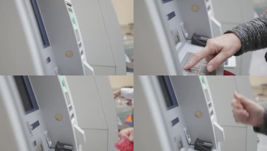 使用ATM机，手持拍摄高清在线视频素材下载