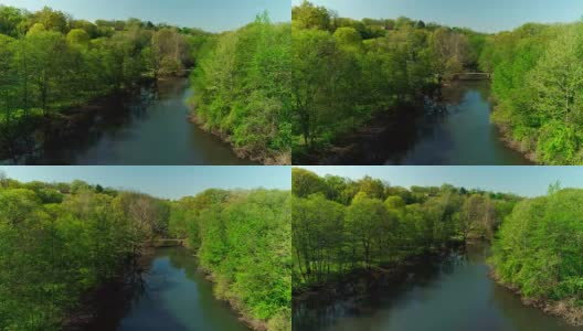 这是纽约州威彻斯特县布朗克斯维尔布朗克斯河公园美丽的航拍视频。高清在线视频素材下载