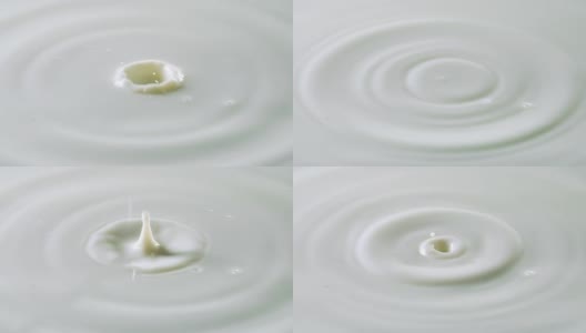 白色牛奶液体表面的水滴和波纹高清在线视频素材下载