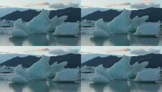 漂浮在Fjallsarlon冰川泻湖中的冰山高清在线视频素材下载