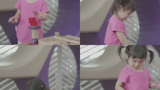 亚洲小女孩的积木高清在线视频素材下载