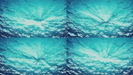 高质量的海浪动画从水下漂浮的浮游生物。光线照进来。伟大的流行海洋背景高清，高清晰度4k。高清在线视频素材下载