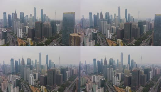 广州和雾霾。广东,中国。鸟瞰图高清在线视频素材下载