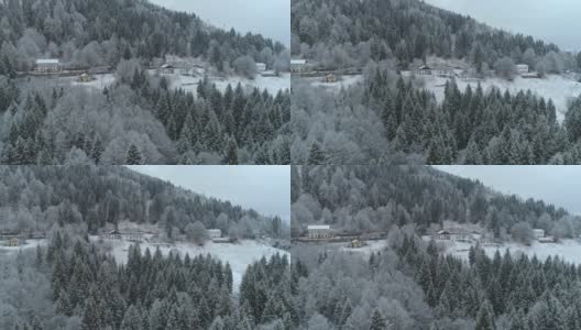这是阿尔卑斯山上的一个小村庄，在冬天被皑皑白雪包围着高清在线视频素材下载