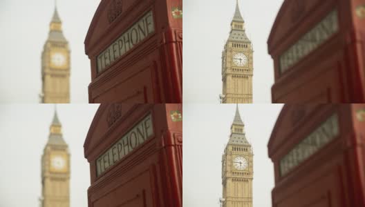 大本钟和红色伦敦电话亭R/F高清在线视频素材下载
