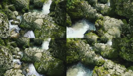 岩石河床的过街天桥高清在线视频素材下载