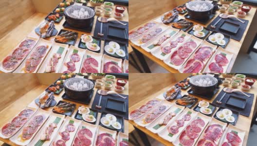 日本餐厅的烤肉桌。高清在线视频素材下载