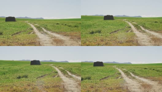 乡村景观的全貌，包括田野和山脉高清在线视频素材下载