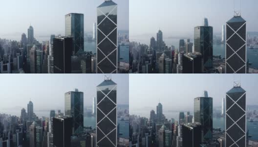 飞越香港中区上空的画面高清在线视频素材下载