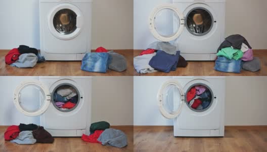 洗衣机可以洗彩色衣服高清在线视频素材下载