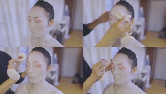 日本女人得到“押roi”特殊的白脸化妆为艺伎-第二部分高清在线视频素材下载