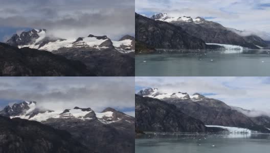 白雪皑皑的山峰，云雾缭绕，还有阿拉斯加的马杰丽冰川。高清在线视频素材下载