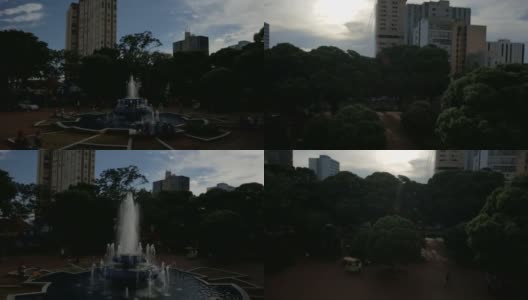 喷泉和建筑在坎波格兰德，MS，巴西高清在线视频素材下载