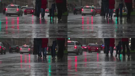 雨中的行人高清在线视频素材下载
