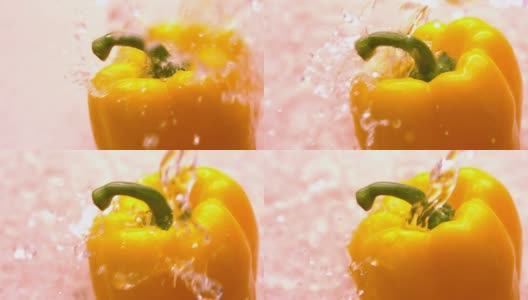 水倒在黄椒上高清在线视频素材下载