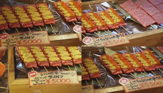 日本和牛肉在日本鱼市场出售-慢镜头高清在线视频素材下载