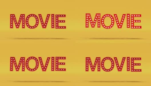 电影文本红黄卡通风格最小3d渲染影院影院概念高清在线视频素材下载