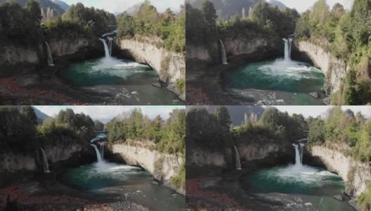 兰科湖附近的尼拉休瀑布高清在线视频素材下载