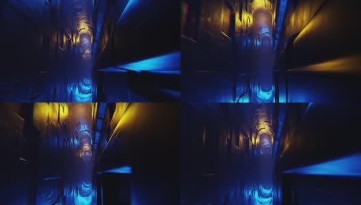 干净的动画未来外星人科幻幻想机库隧道走廊- 3d渲染高清在线视频素材下载