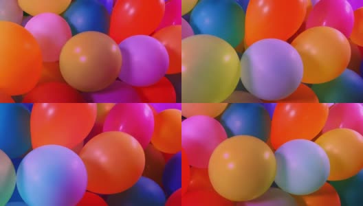 派对场景五颜六色的灯里有很多气球高清在线视频素材下载